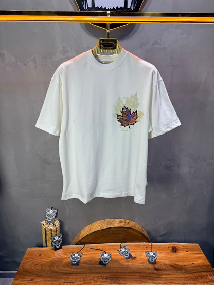 T-Shirt Oversize Blanc Feuille d'Érable 5118