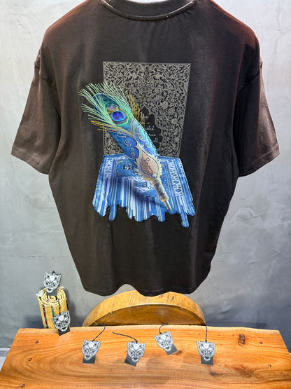 T-Shirt Oversize Brown Plume de Paon | SAW Urbanity 5133