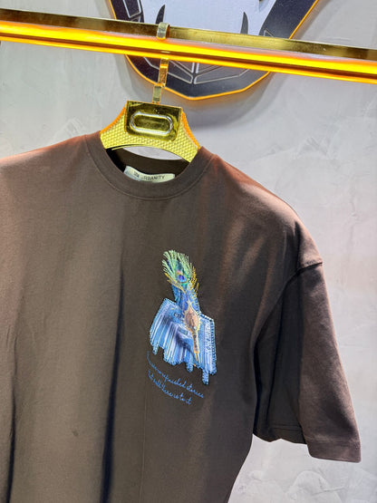 T-Shirt Oversize Brown Plume de Paon | SAW Urbanity 5133