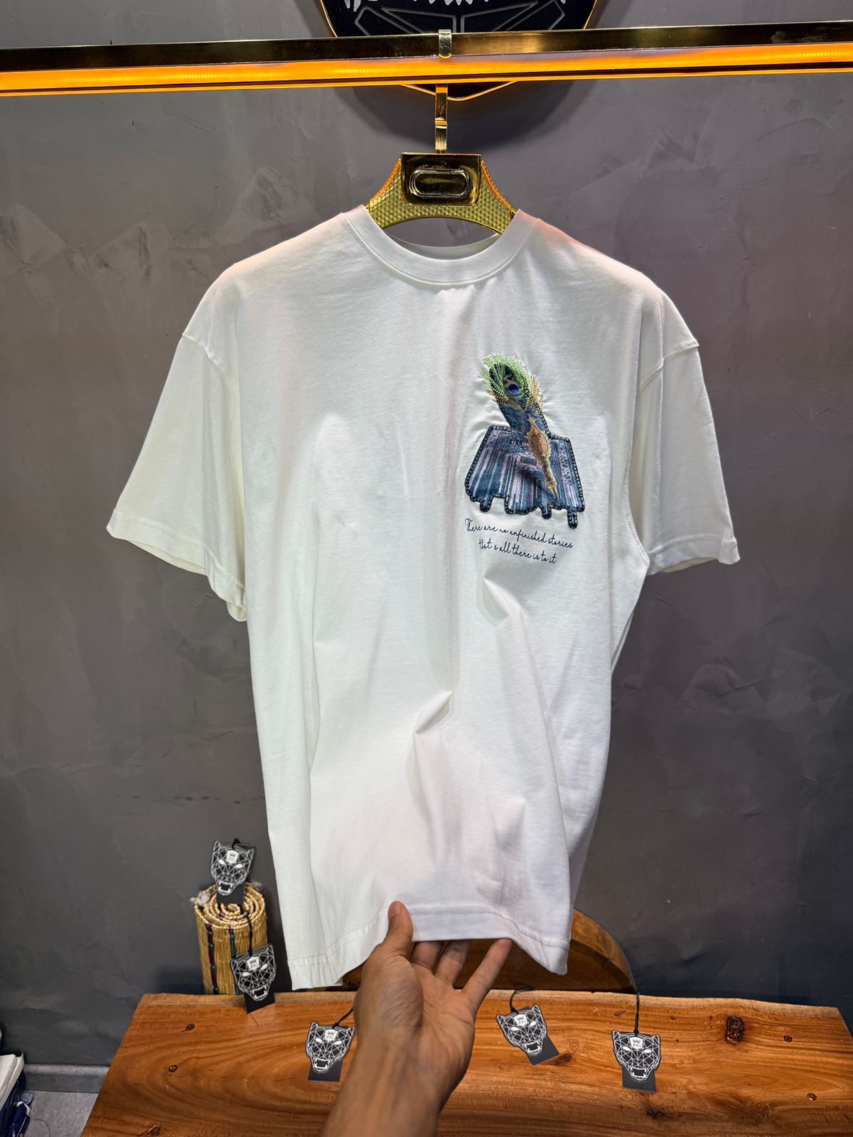 T-Shirt Oversize Blanc Plume de Paon | SAW Urbanity 5133