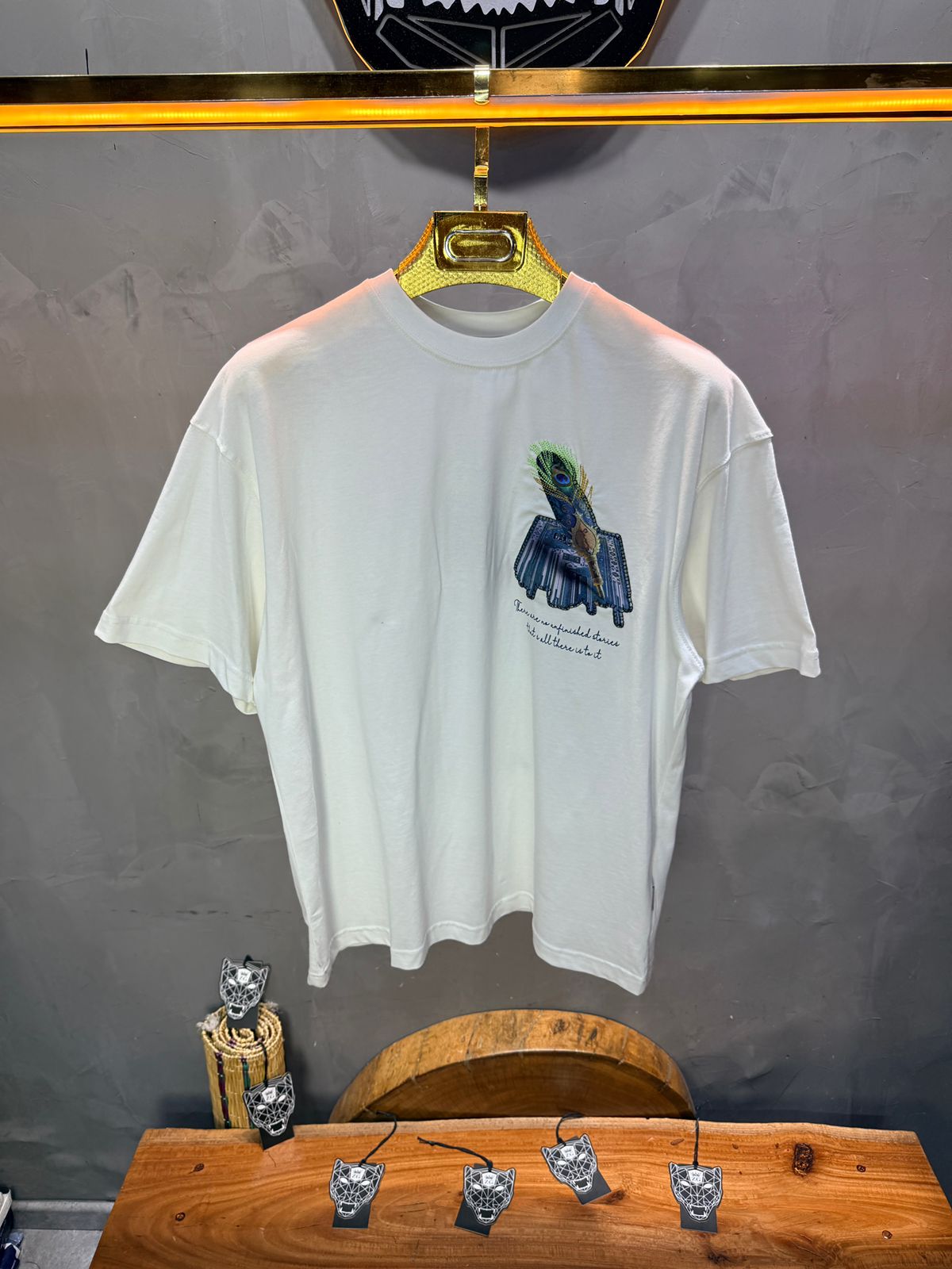 T-Shirt Oversize Blanc Plume de Paon | SAW Urbanity 5133