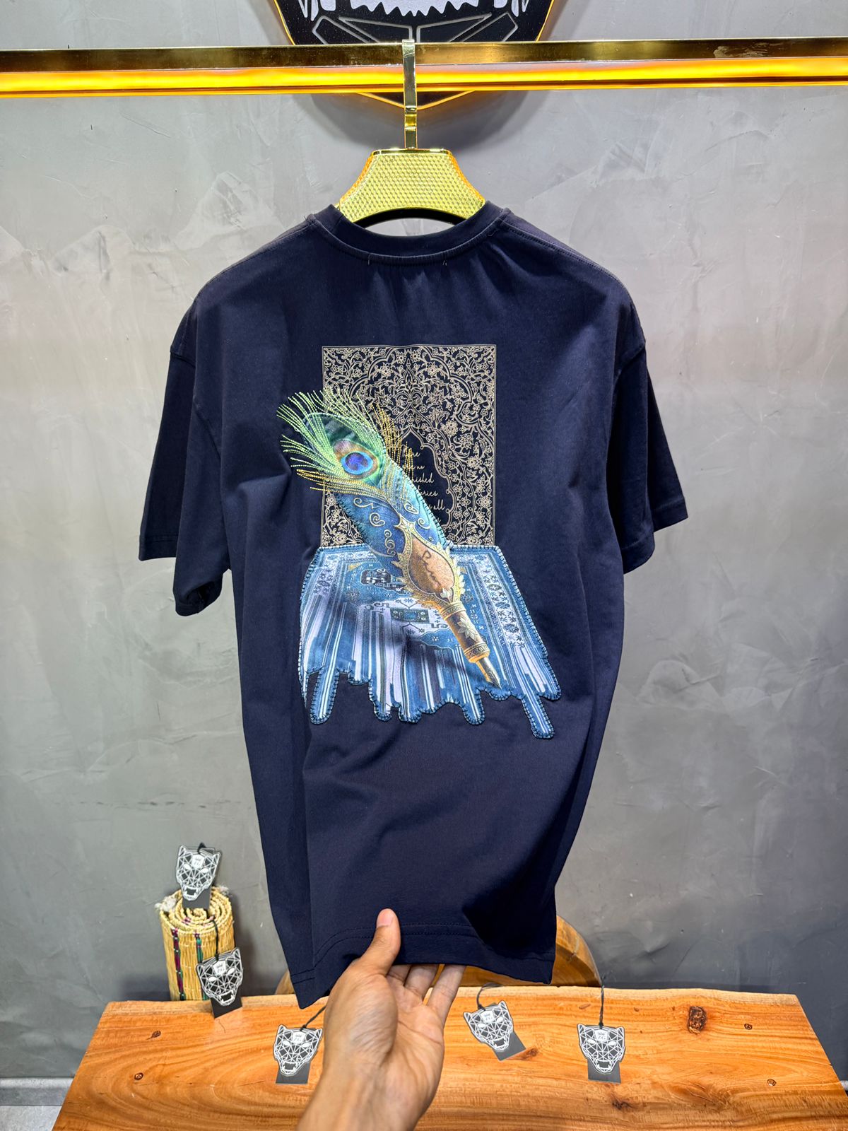 T-Shirt Oversize Navy Blue Plume de Paon | SAW Urbanity 5133