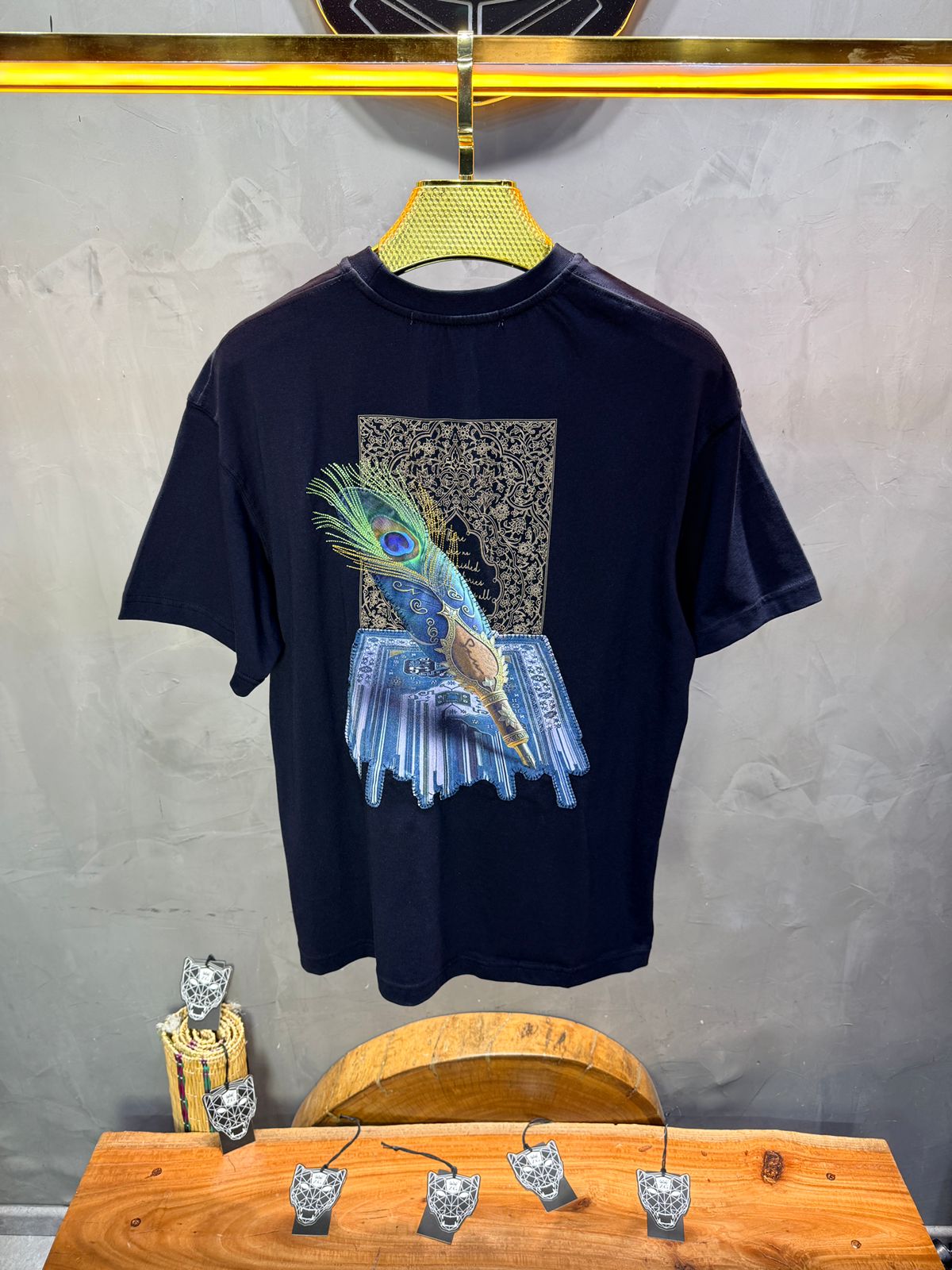 T-Shirt Oversize Navy Blue Plume de Paon | SAW Urbanity 5133