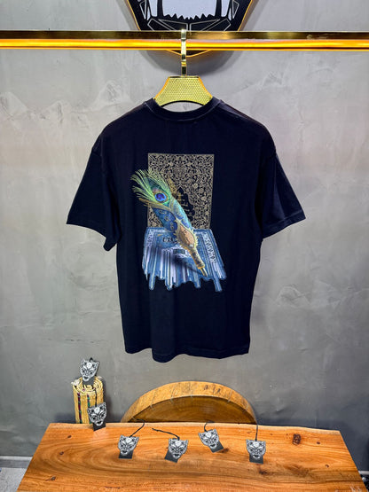 T-Shirt Oversize Navy Blue Plume de Paon | SAW Urbanity 5133