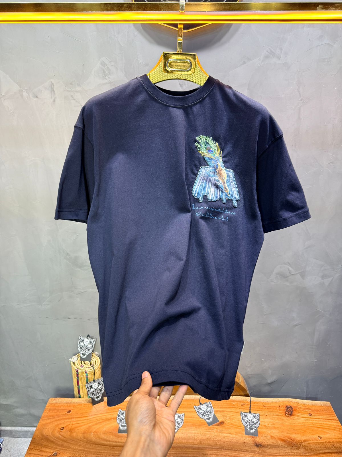 T-Shirt Oversize Navy Blue Plume de Paon | SAW Urbanity 5133