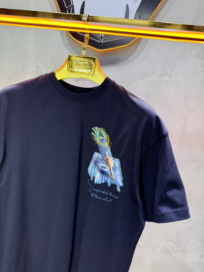 T-Shirt Oversize Navy Blue Plume de Paon | SAW Urbanity 5133