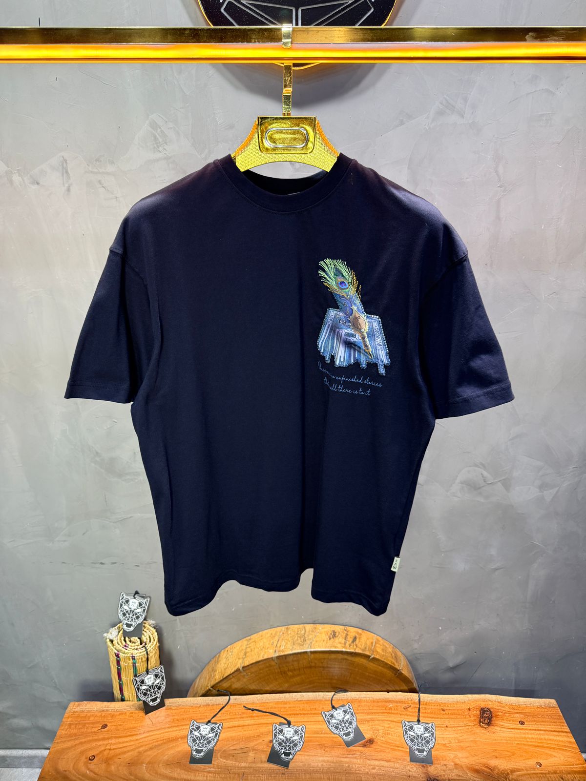 T-Shirt Oversize Navy Blue Plume de Paon | SAW Urbanity 5133