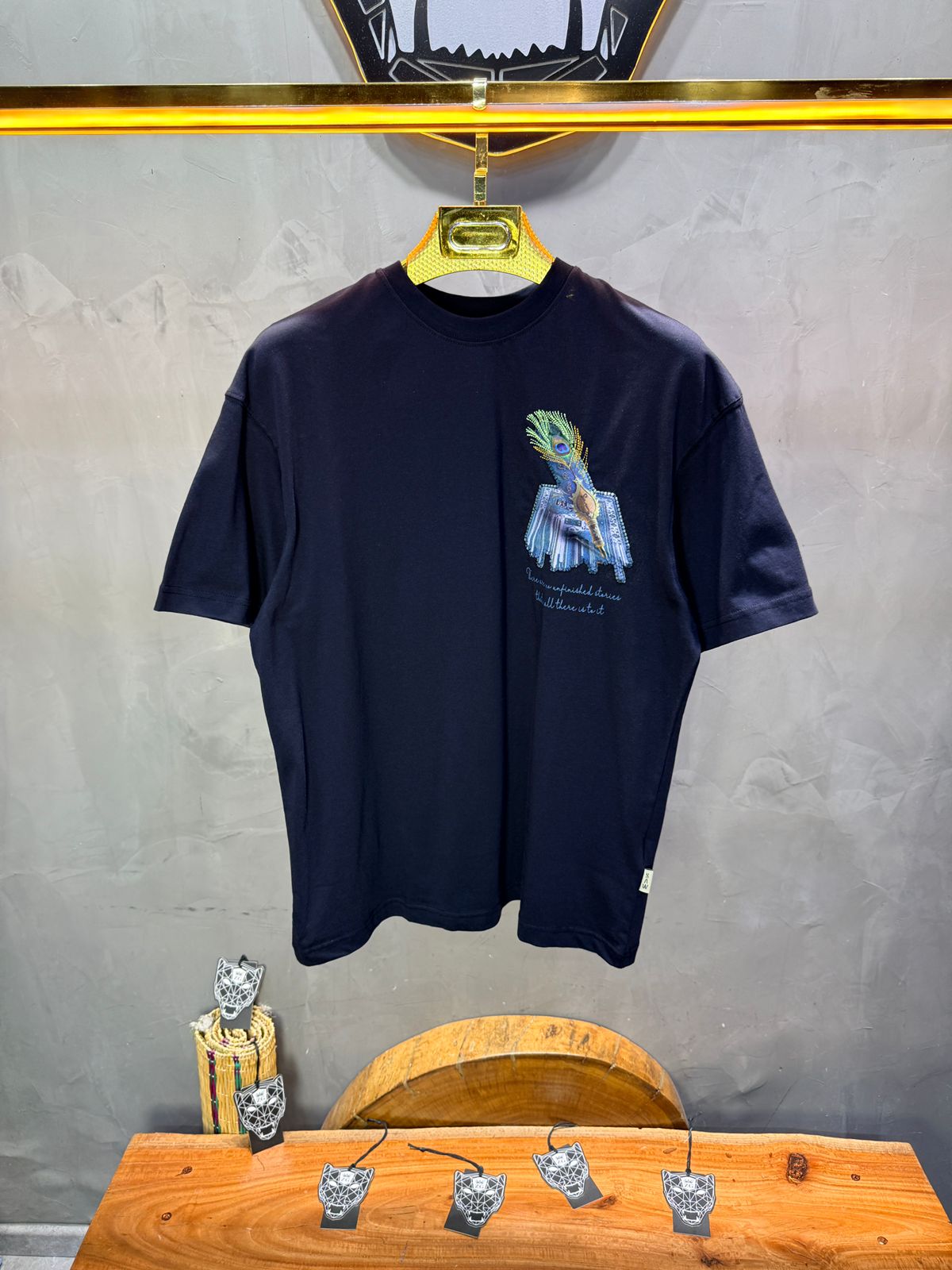 T-Shirt Oversize Navy Blue Plume de Paon | SAW Urbanity 5133