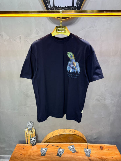 T-Shirt Oversize Navy Blue Plume de Paon | SAW Urbanity 5133