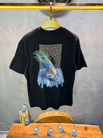 T-Shirt Oversize Noir Plume de Paon | SAW Urbanity 5133