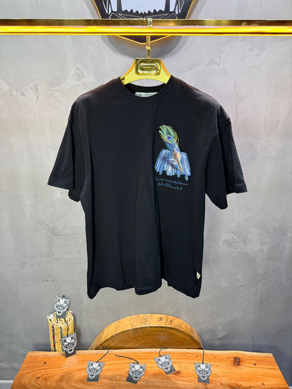 T-Shirt Oversize Noir Plume de Paon | SAW Urbanity 5133