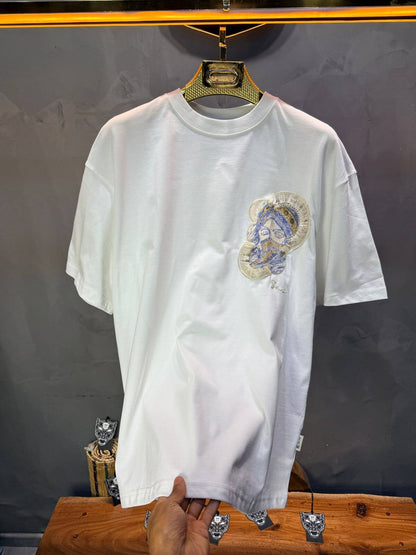 T-Shirt Oversize Blanc Brodé – Art Oriental 5108