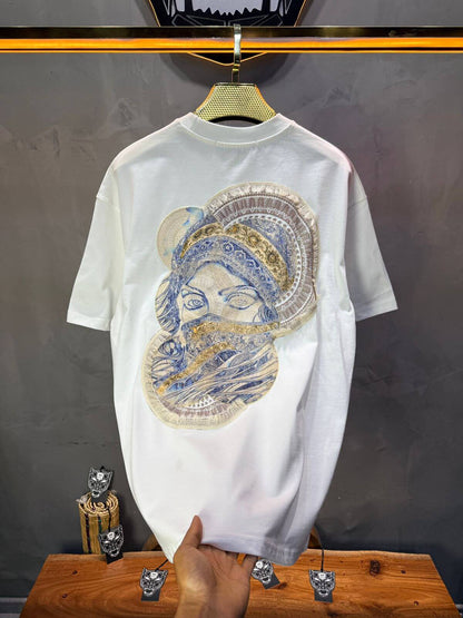 T-Shirt Oversize Blanc Brodé – Art Oriental 5108
