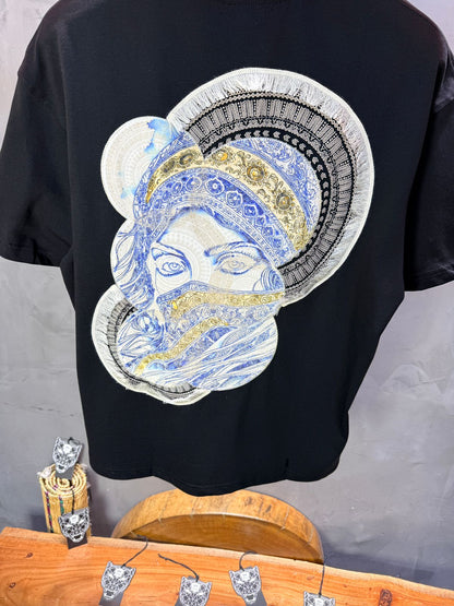 T-Shirt Oversize Noir Brodé – Art Oriental 5108