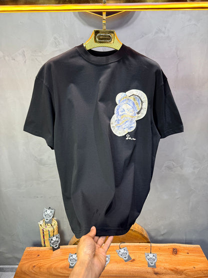 T-Shirt Oversize Noir Brodé – Art Oriental 5108