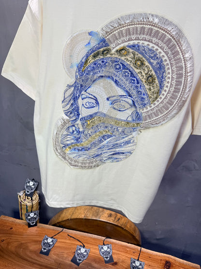 T-Shirt Oversize Beige Brodé – Art Oriental 5108