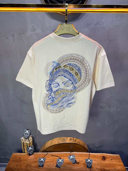 T-Shirt Oversize Beige Brodé – Art Oriental 5108