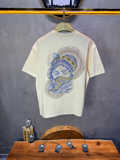 T-Shirt Oversize Beige Brodé – Art Oriental 5108