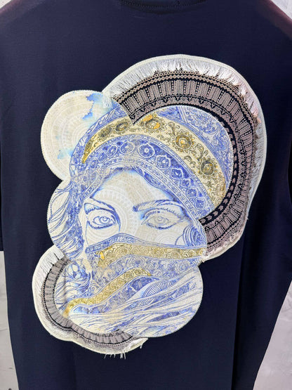 T-Shirt Oversize Navy Blue Brodé – Art Oriental 5108
