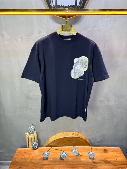 T-Shirt Oversize Navy Blue Brodé – Art Oriental 5108