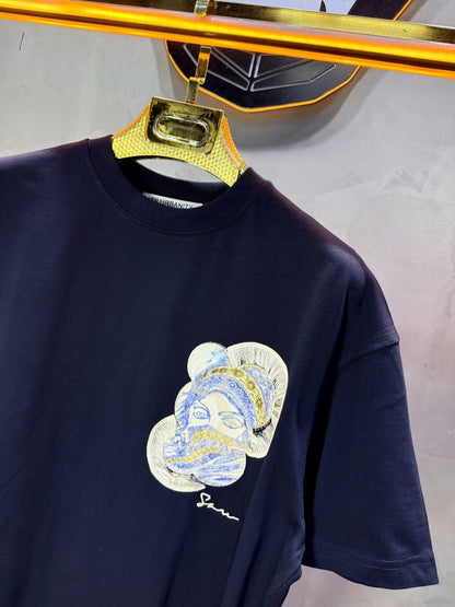 T-Shirt Oversize Navy Blue Brodé – Art Oriental 5108
