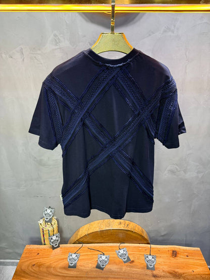 T-Shirt Oversize Navy Blue "Sam" Diamond | SAW Urbanity 5085