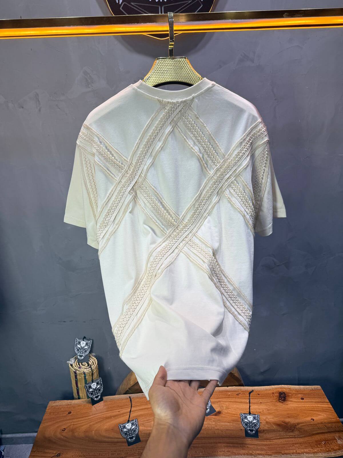 T-Shirt Oversize Beige "Sam" Diamond | SAW Urbanity 5085