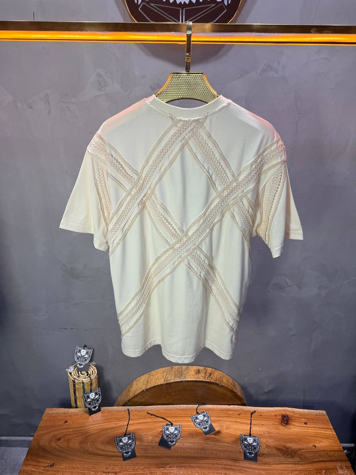 T-Shirt Oversize Beige "Sam" Diamond | SAW Urbanity 5085