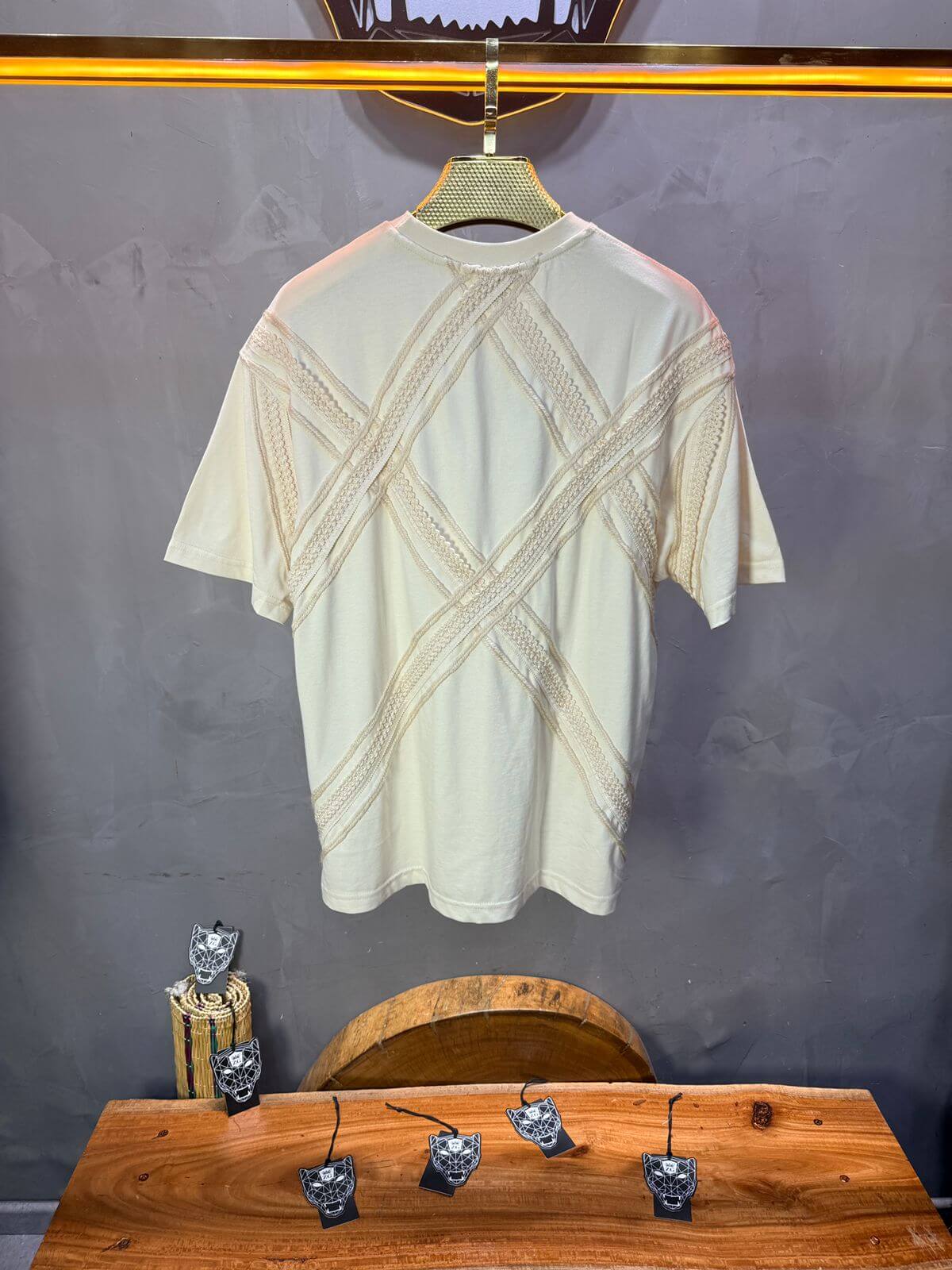 T-Shirt Oversize Beige "Sam" Diamond | SAW Urbanity 5085