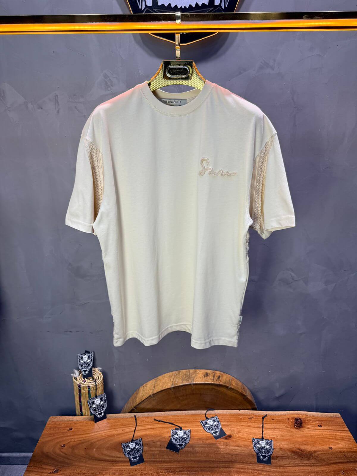 T-Shirt Oversize Beige "Sam" Diamond | SAW Urbanity 5085