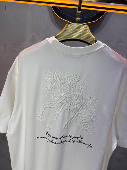 T-Shirt Oversize Blanc – Cheval Brodé 5124
