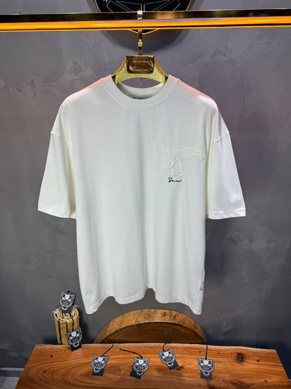 T-Shirt Oversize Blanc – Cheval Brodé 5124
