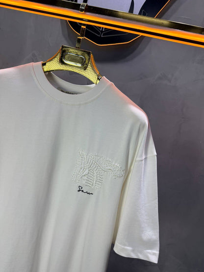 T-Shirt Oversize Blanc – Cheval Brodé 5124