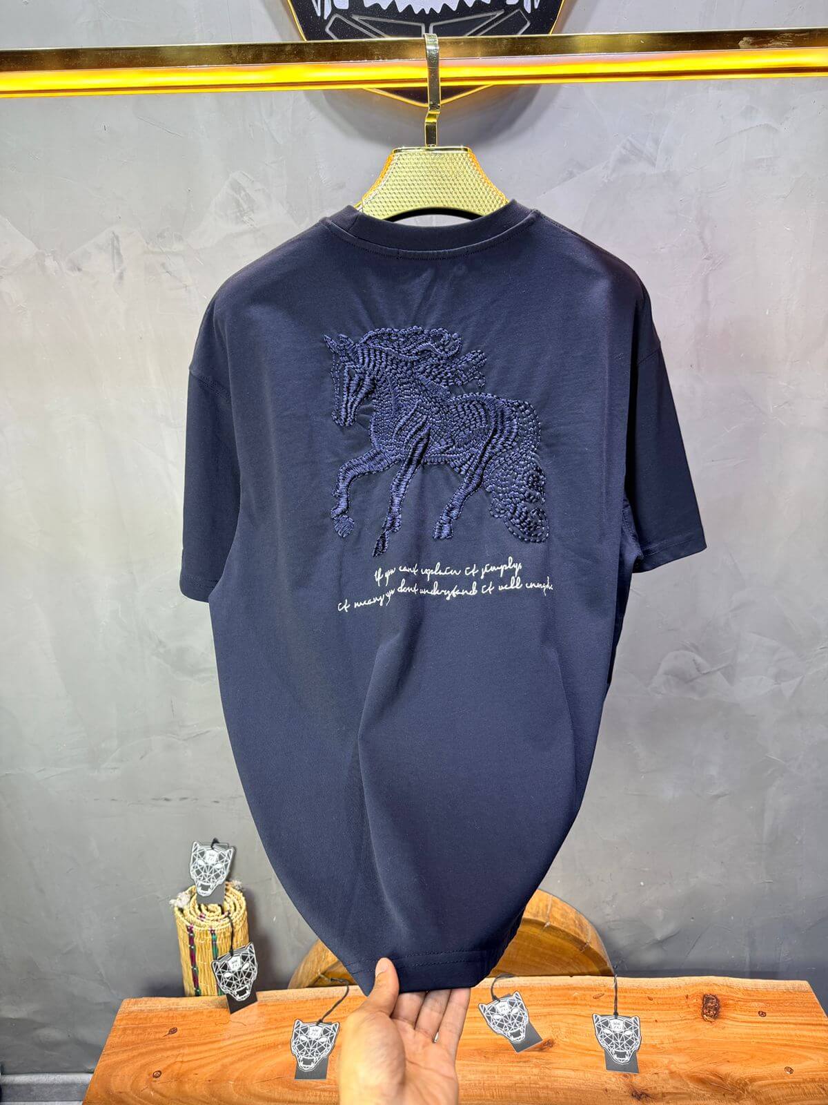 T-Shirt Oversize Navy Blue – Cheval Brodé 5124