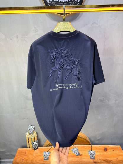 T-Shirt Oversize Navy Blue – Cheval Brodé 5124