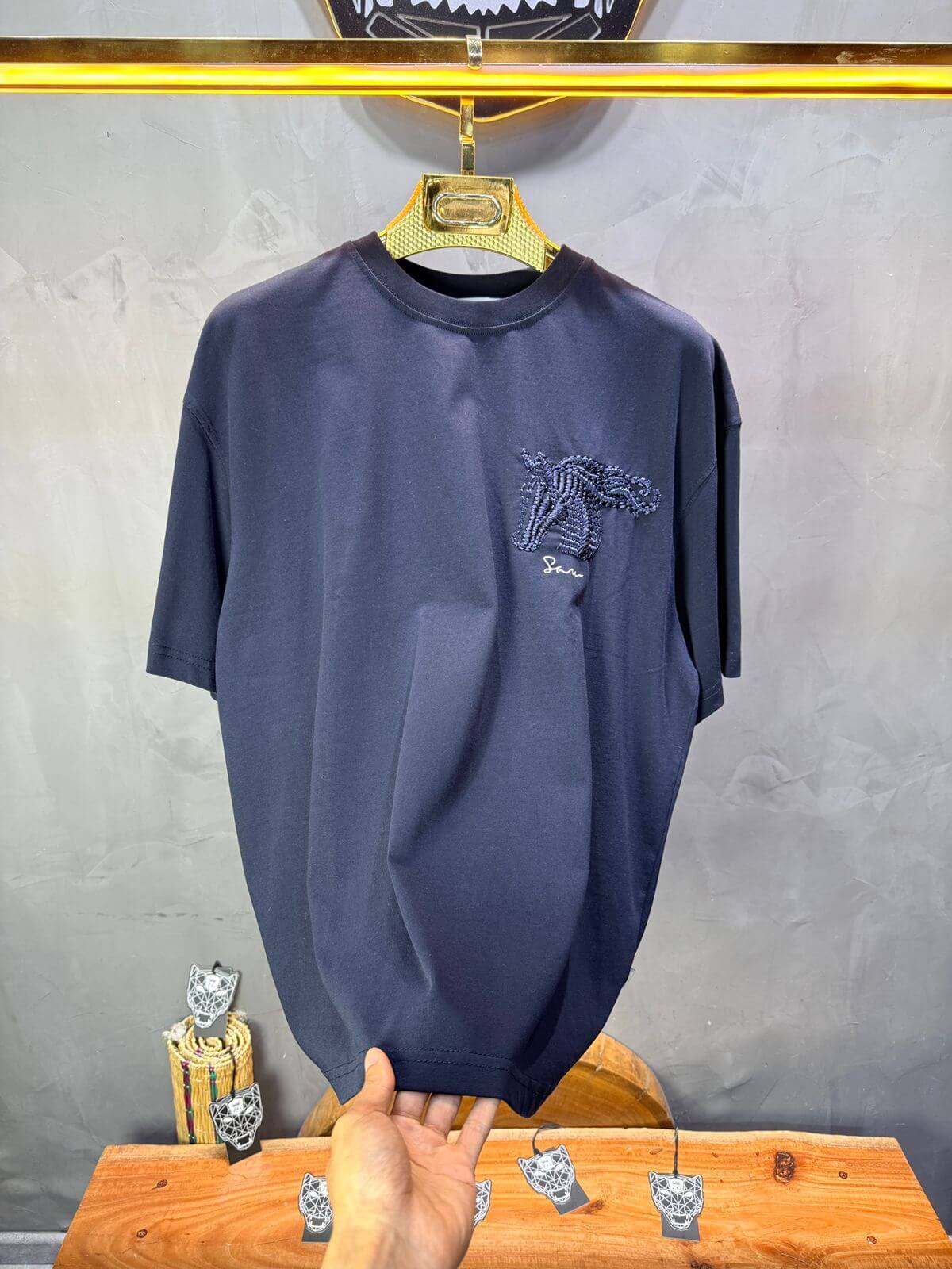 T-Shirt Oversize Navy Blue – Cheval Brodé 5124