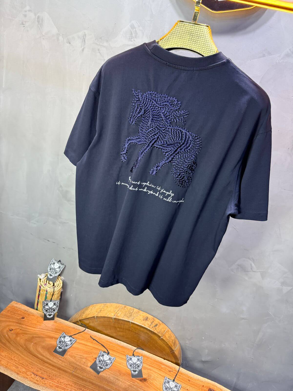 T-Shirt Oversize Navy Blue – Cheval Brodé 5124