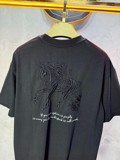 T-Shirt Oversize Noir – Cheval Brodé 5124