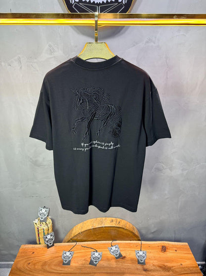 T-Shirt Oversize Noir – Cheval Brodé 5124