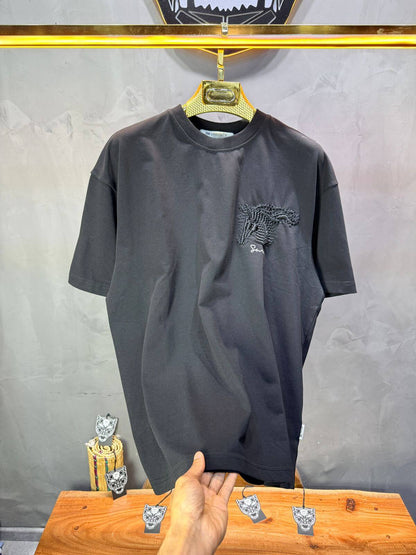 T-Shirt Oversize Noir – Cheval Brodé 5124