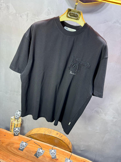 T-Shirt Oversize Noir – Cheval Brodé 5124
