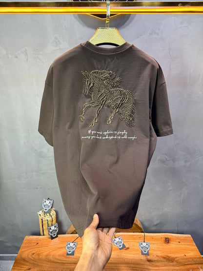 T-Shirt Oversize Brown – Cheval Brodé 5124