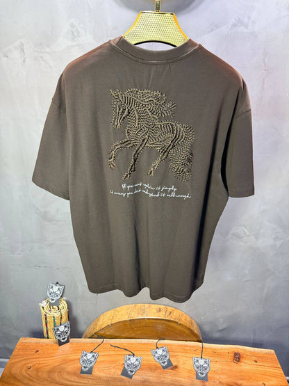 T-Shirt Oversize Brown – Cheval Brodé 5124