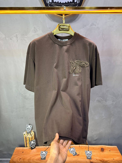 T-Shirt Oversize Brown – Cheval Brodé 5124