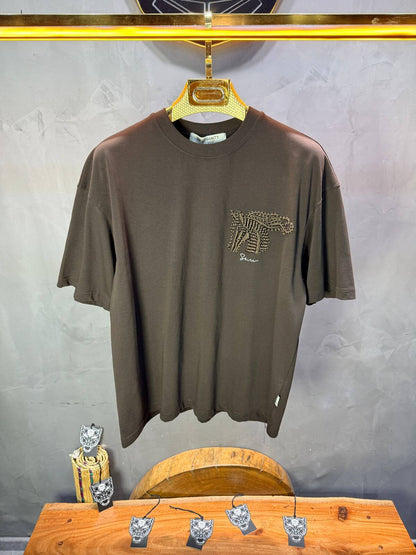 T-Shirt Oversize Brown – Cheval Brodé 5124