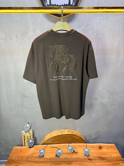 T-Shirt Oversize Brown – Cheval Brodé 5124