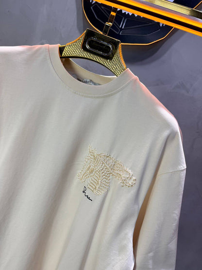 T-Shirt Oversize Beige – Cheval Brodé 5124
