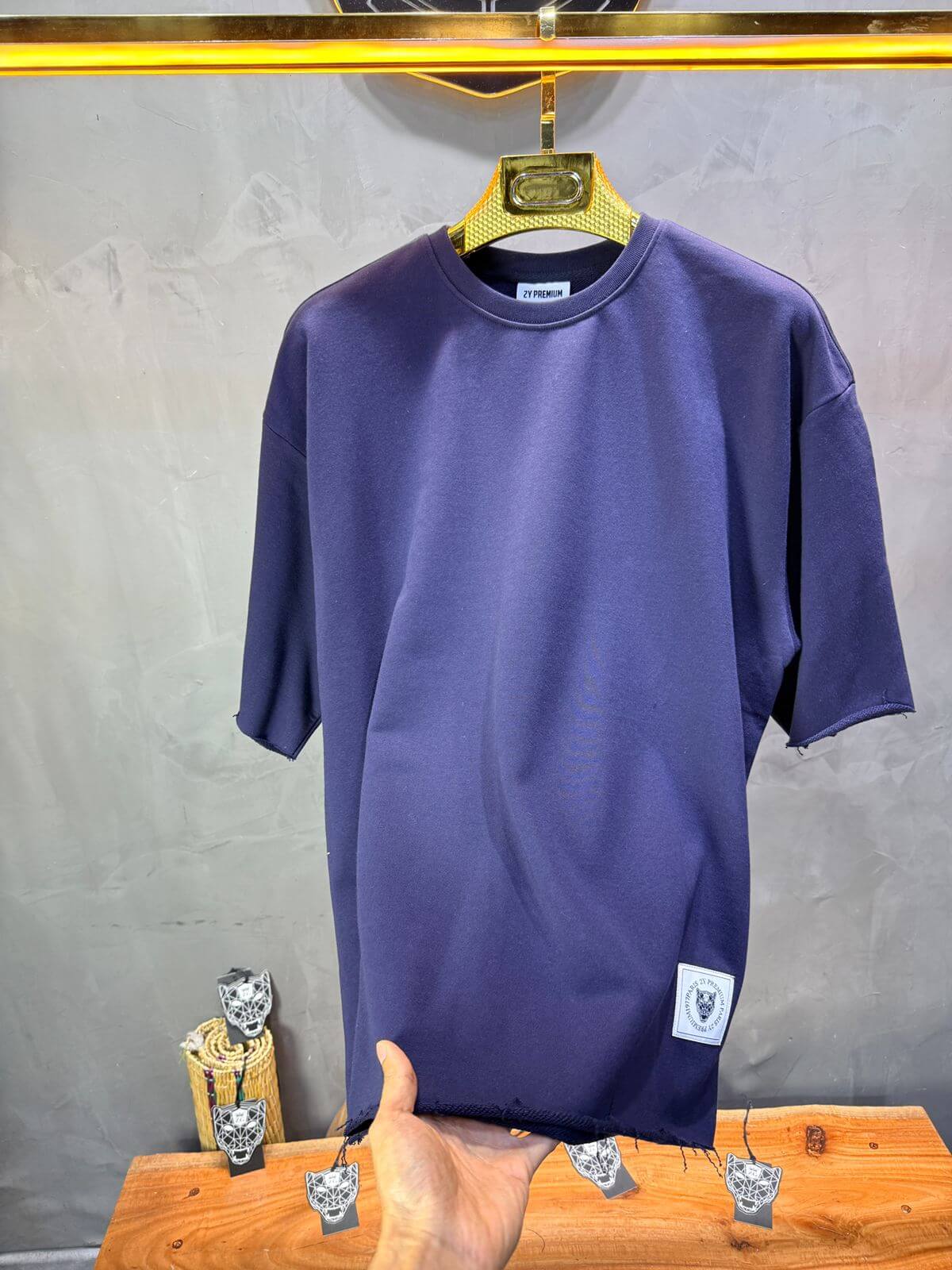 T-Shirt Oversize Navy Blue – Tissu Épais  T42