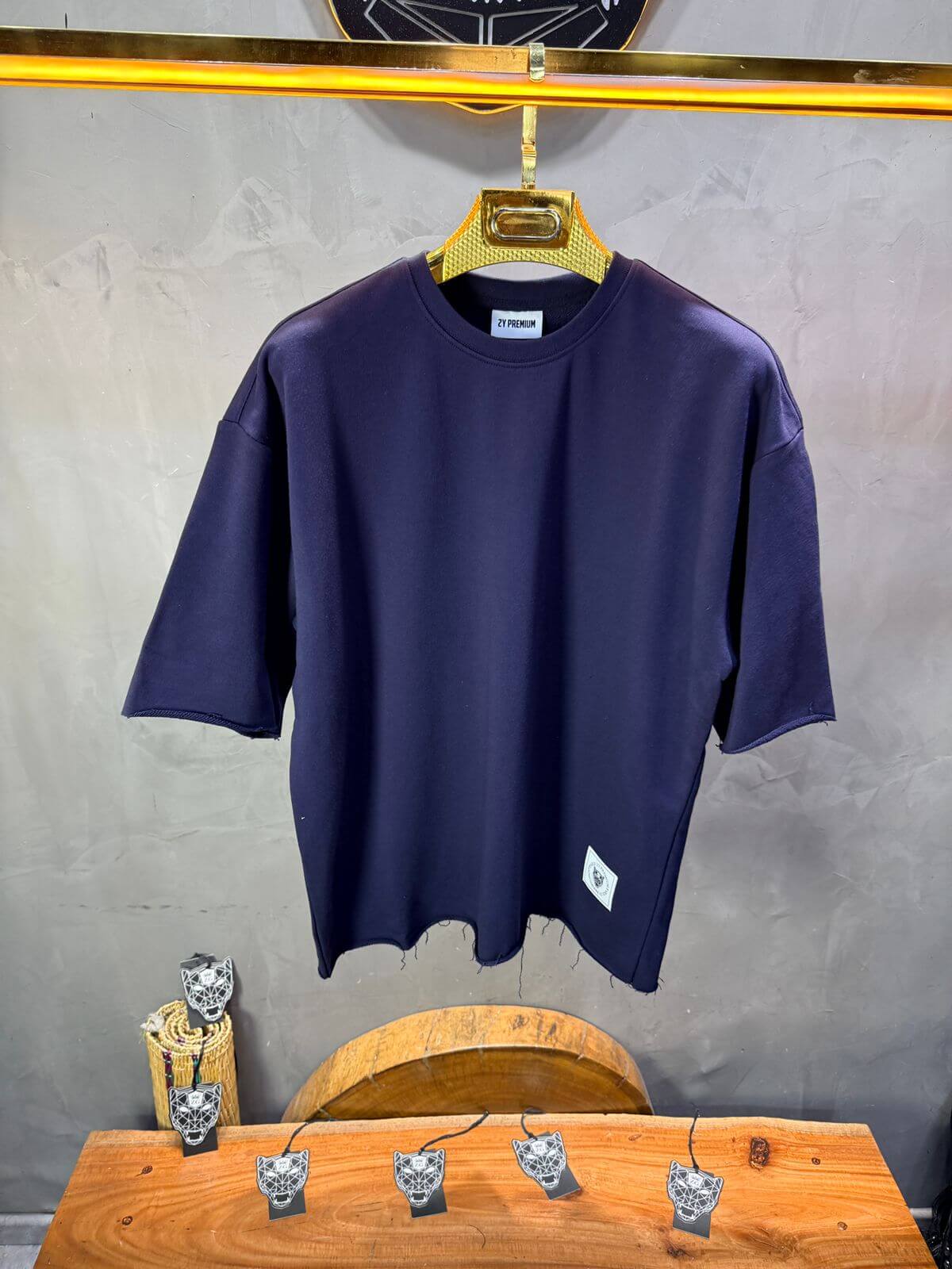 T-Shirt Oversize Navy Blue – Tissu Épais  T42