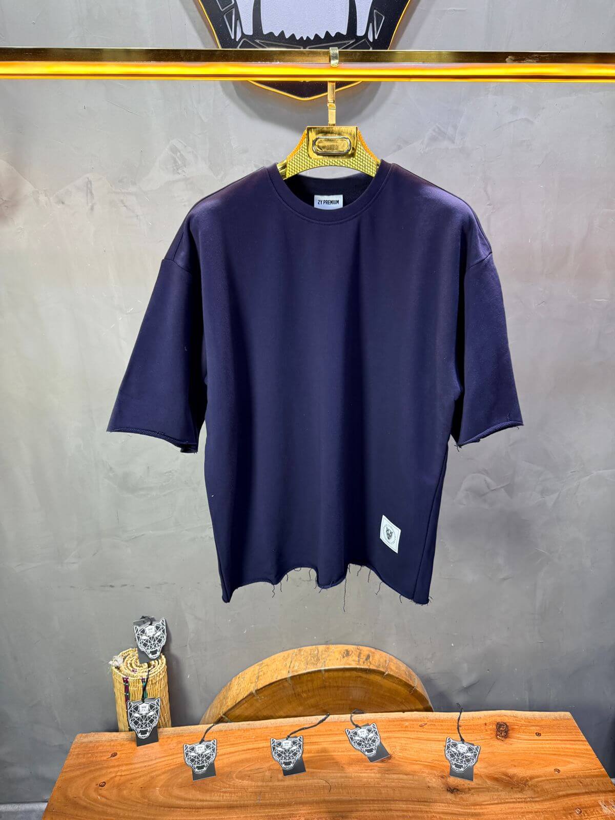 T-Shirt Oversize Navy Blue – Tissu Épais  T42